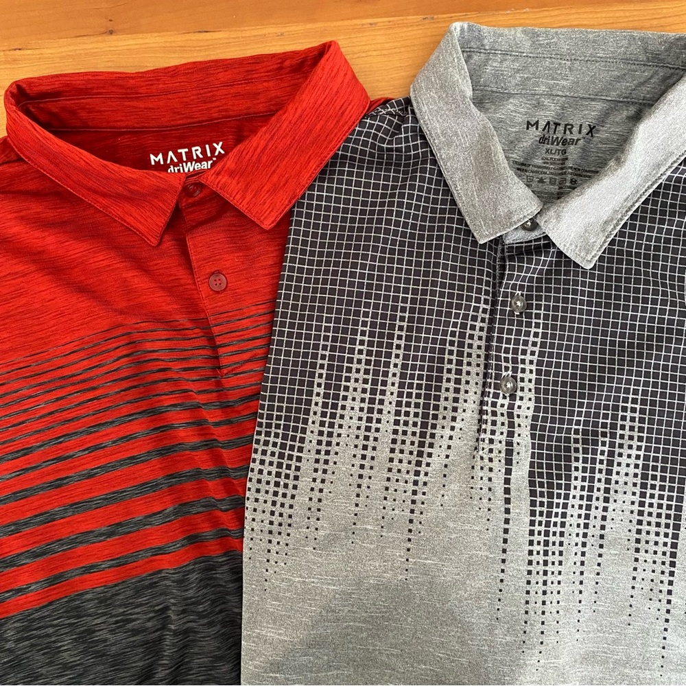 Lot of 2 Matrix driWear Performance Fit Polos Men's XL Moisture Wicking Short Sl
